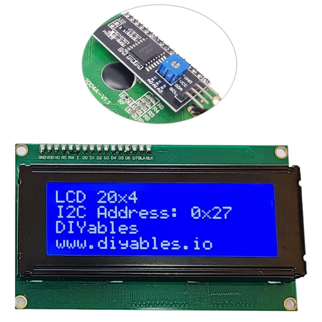 20x4 LCD Display Module with I2C Interface